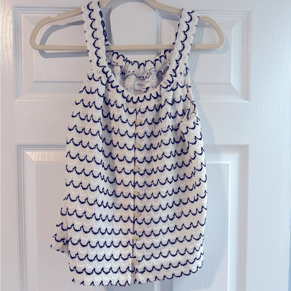 Texture & Thread Button-Front Swing Tank in Wild Stripe